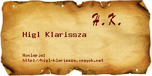 Higl Klarissza névjegykártya